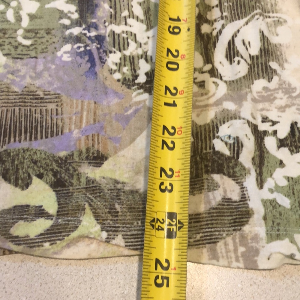 CHICOS THREE QUARTER SLEEVE FLORAL ABSTRACT CREAM GREEN PURPLE TOP CHICOS SIZE 2 - Picture 12 of 13